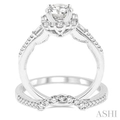 Round Shape Halo Diamond Wedding Set