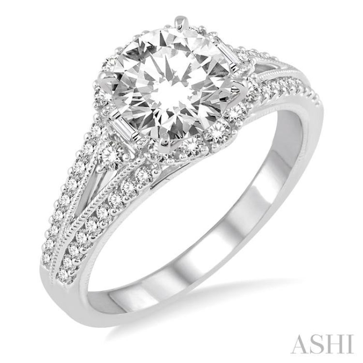 Round Shape Halo Diamond Engagement Ring