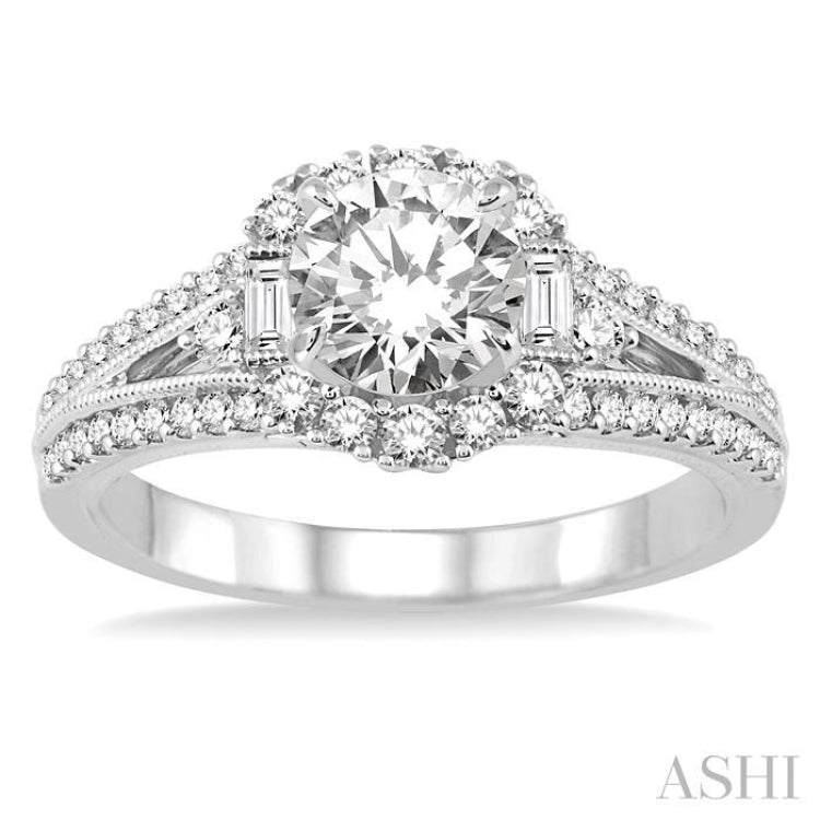 Round Shape Halo Diamond Engagement Ring