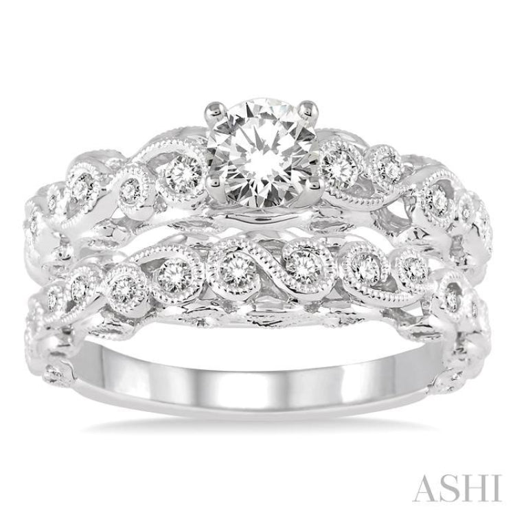 Round Shape Diamond Wedding Set