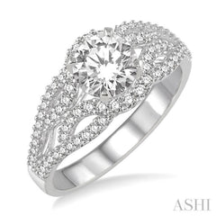 Round Shape Semi-Mount Halo Diamond Engagement Ring