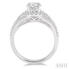 Round Shape Semi-Mount Halo Diamond Engagement Ring