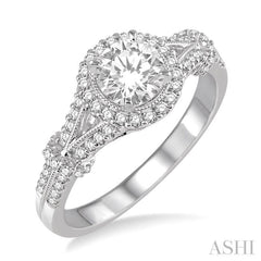 Round Shape Halo Diamond Engagement Ring