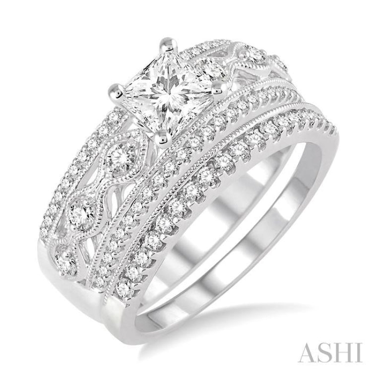 Princess Shape Diamond Wedding Set