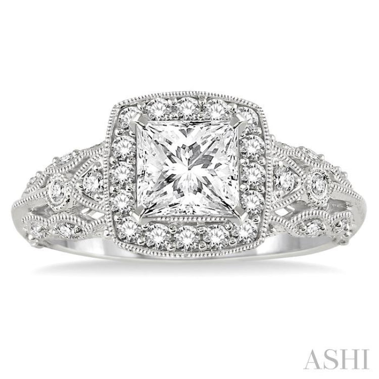 Princess Shape Halo Diamond Engagement Ring