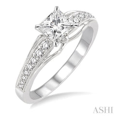 Princess Shape Semi-Mount Diamond Engagement Ring