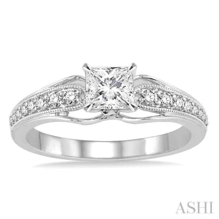 Princess Shape Semi-Mount Diamond Engagement Ring