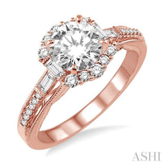 Round Shape Semi-Mount Halo Diamond Engagement Ring