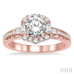 Round Shape Semi-Mount Halo Diamond Engagement Ring