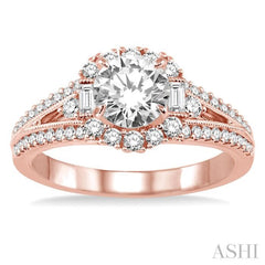 Round Shape Semi-Mount Halo Diamond Engagement Ring