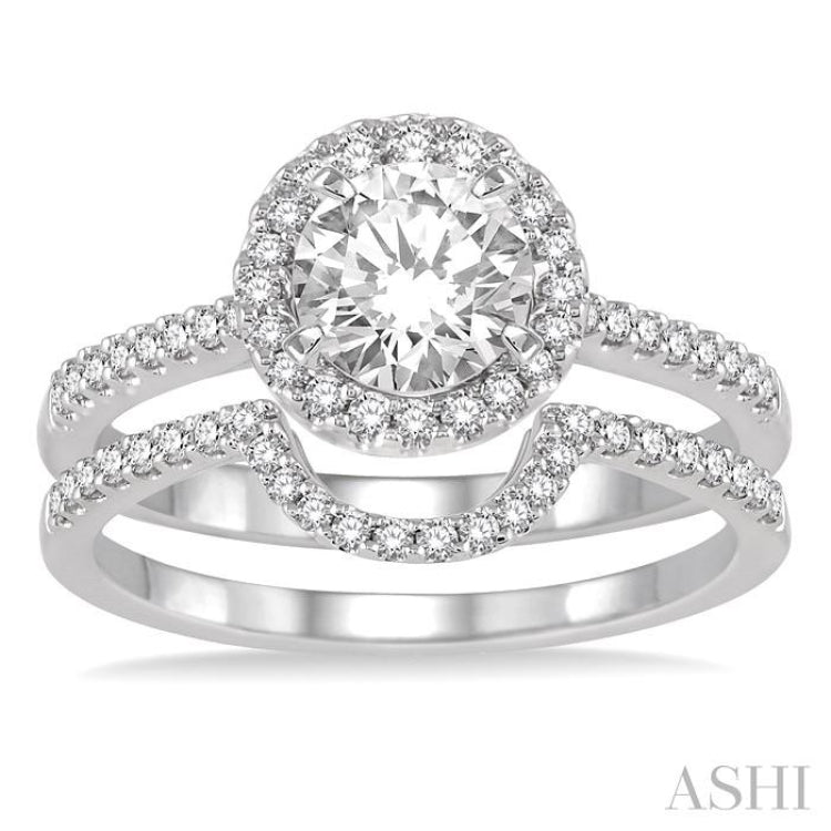 Round Shape Halo Diamond Wedding Set