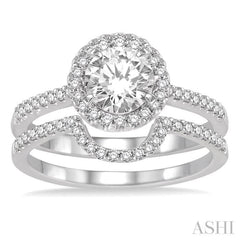 Round Shape Halo Diamond Wedding Set