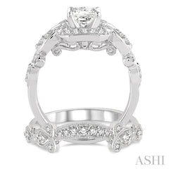 Princess Shape Halo Diamond Wedding Set