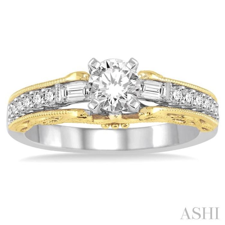 Round Shape Semi-Mount Diamond Engagement Ring