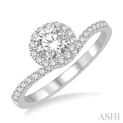 Round Shape Semi-Mount Halo Diamond Engagement Ring