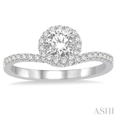 Round Shape Semi-Mount Halo Diamond Engagement Ring