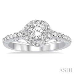 Round Shape Semi-Mount Halo Diamond Engagement Ring