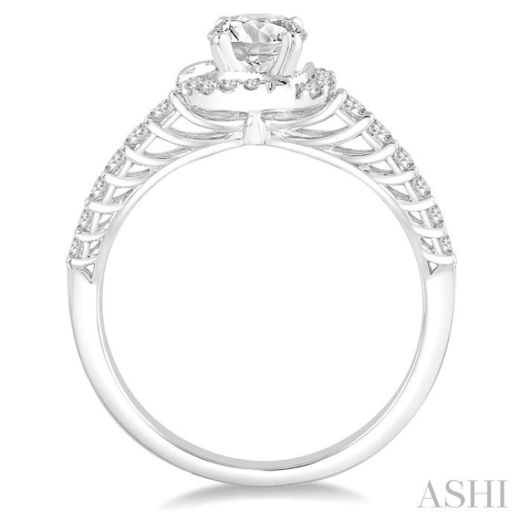 Round Shape Semi-Mount Halo Diamond Engagement Ring