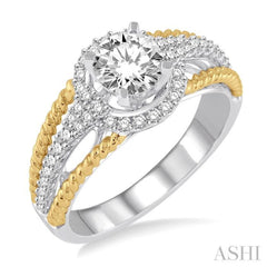 Round Shape Semi-Mount Halo Diamond Engagement Ring