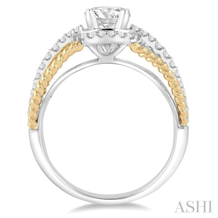 Round Shape Semi-Mount Halo Diamond Engagement Ring