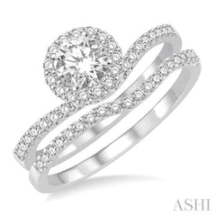 Round Shape Halo Diamond Wedding Set