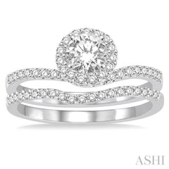 Round Shape Halo Diamond Wedding Set