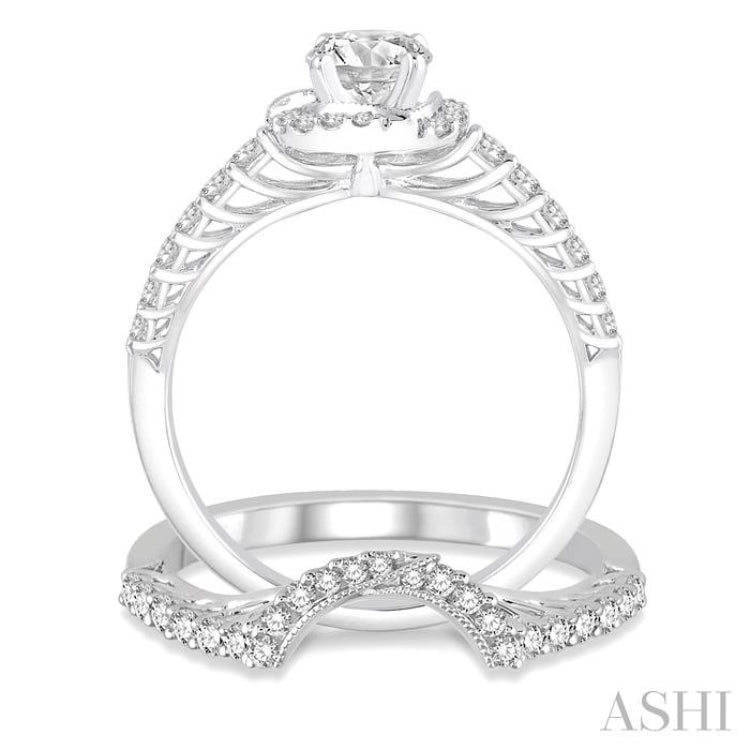 Round Shape Halo Diamond Wedding Set