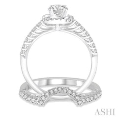 Round Shape Halo Diamond Wedding Set