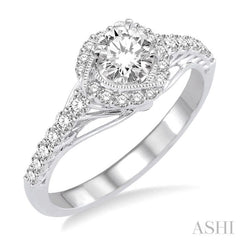 Round Shape Halo Diamond Engagement Ring