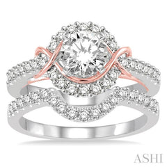 Round Shape Halo Diamond Wedding Set