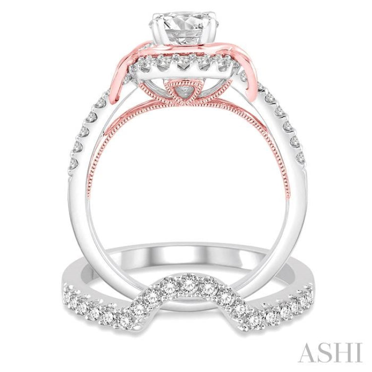 Round Shape Halo Diamond Wedding Set