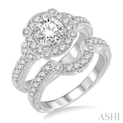 Round Shape Halo Diamond Wedding Set