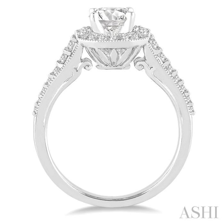 Round Shape Semi-Mount Halo Diamond Engagement Ring