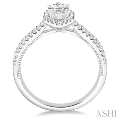 Marquise Shape Semi-Mount Halo Diamond Engagement Ring