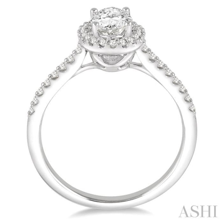 Oval Shape Semi-Mount Halo Diamond Engagement Ring