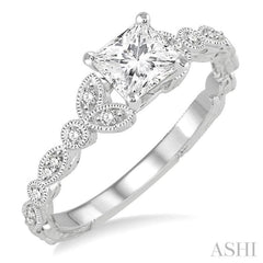 Princess Shape Semi-Mount Diamond Engagement Ring