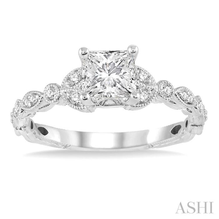 Princess Shape Semi-Mount Diamond Engagement Ring