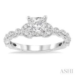 Princess Shape Semi-Mount Diamond Engagement Ring