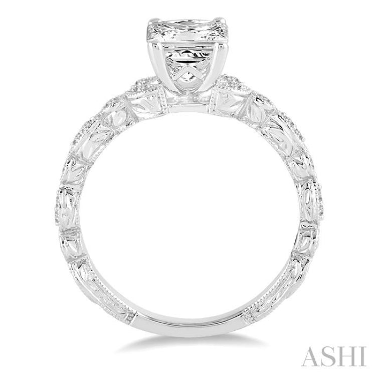 Princess Shape Semi-Mount Diamond Engagement Ring