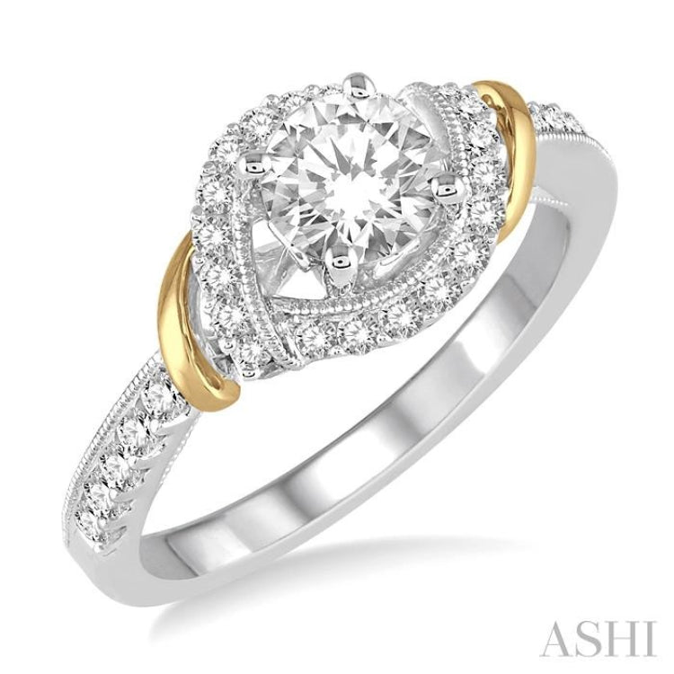 Round Shape Semi-Mount Diamond Engagement Ring