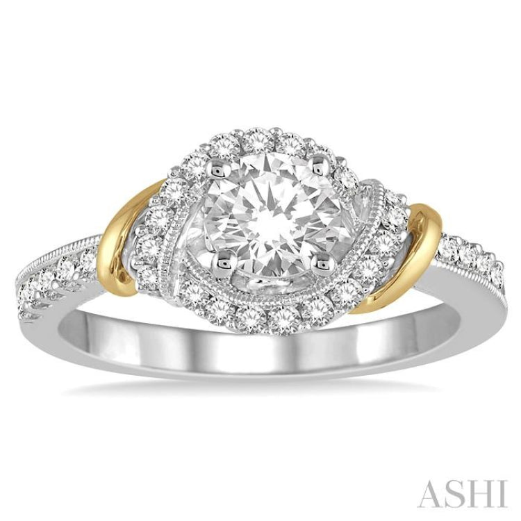 Round Shape Semi-Mount Diamond Engagement Ring