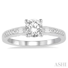 Round Shape Semi-Mount Diamond Engagement Ring