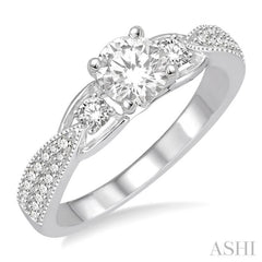 Round Shape Semi-Mount Diamond Engagement Ring