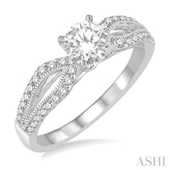 Round Shape Semi-Mount Diamond Engagement Ring