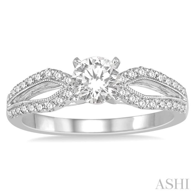 Round Shape Semi-Mount Diamond Engagement Ring