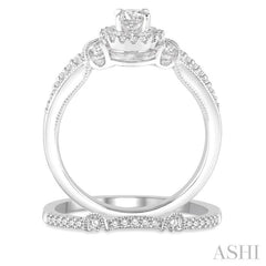 Round Shape Halo Diamond Wedding Set