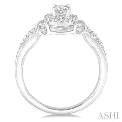 Round Shape Semi-Mount Halo Diamond Engagement Ring