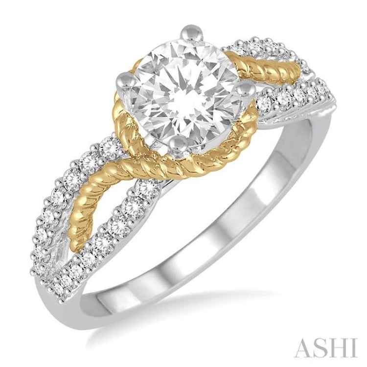 Round Shape Semi-Mount Diamond Engagement Ring