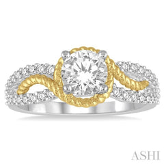 Round Shape Semi-Mount Diamond Engagement Ring