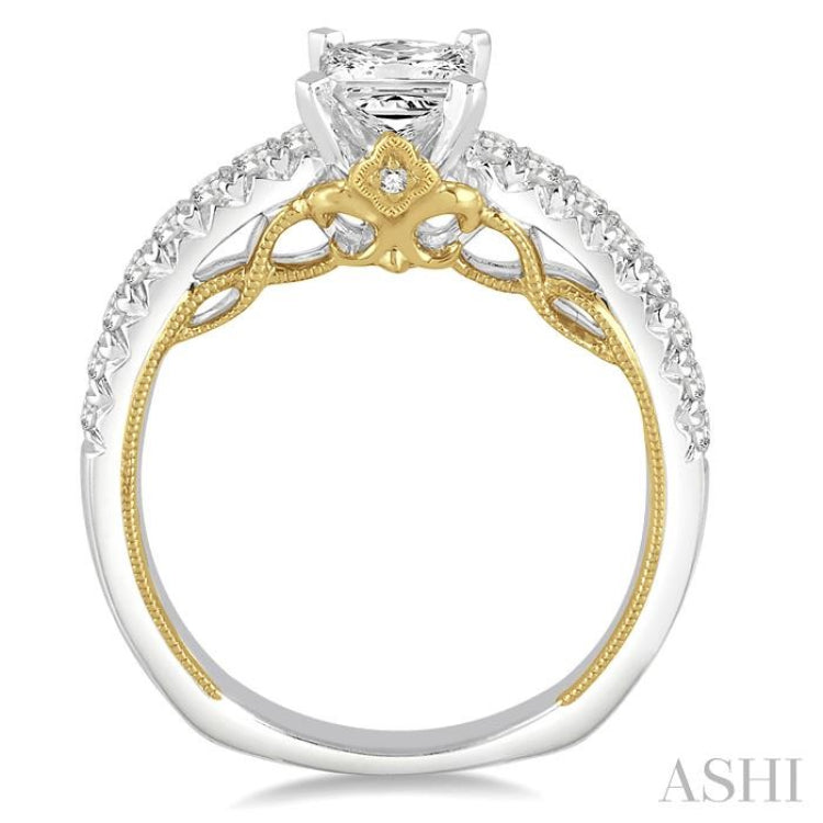 Princess Shape Semi-Mount Diamond Engagement Ring